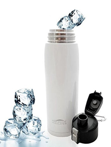 White 21 oz Thermal Double Insulated Vacuum Sealed Sports Bottle Flip Top