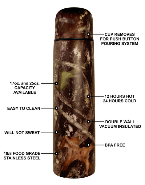 Camouflage Camo 17 Ounce Coffee Thermos Water Bottle Travel Mug Stainless  Steel Vacuum Insulated Thermos