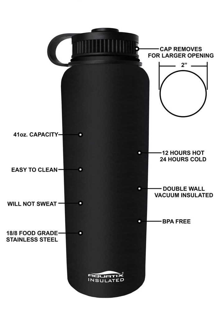 Black 32 oz Vacuum Sealed Thermal Bottle